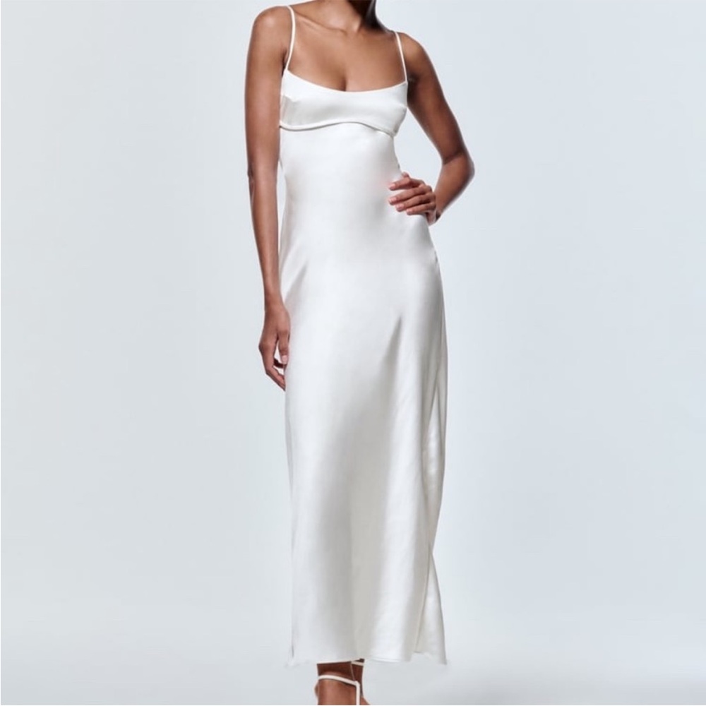 zara satin effect cut out dress